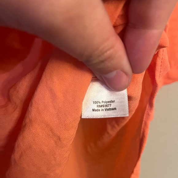 ANA Orange Pullover Blouse V-Neck 3/4 Sleeve - Picture 3 of 7